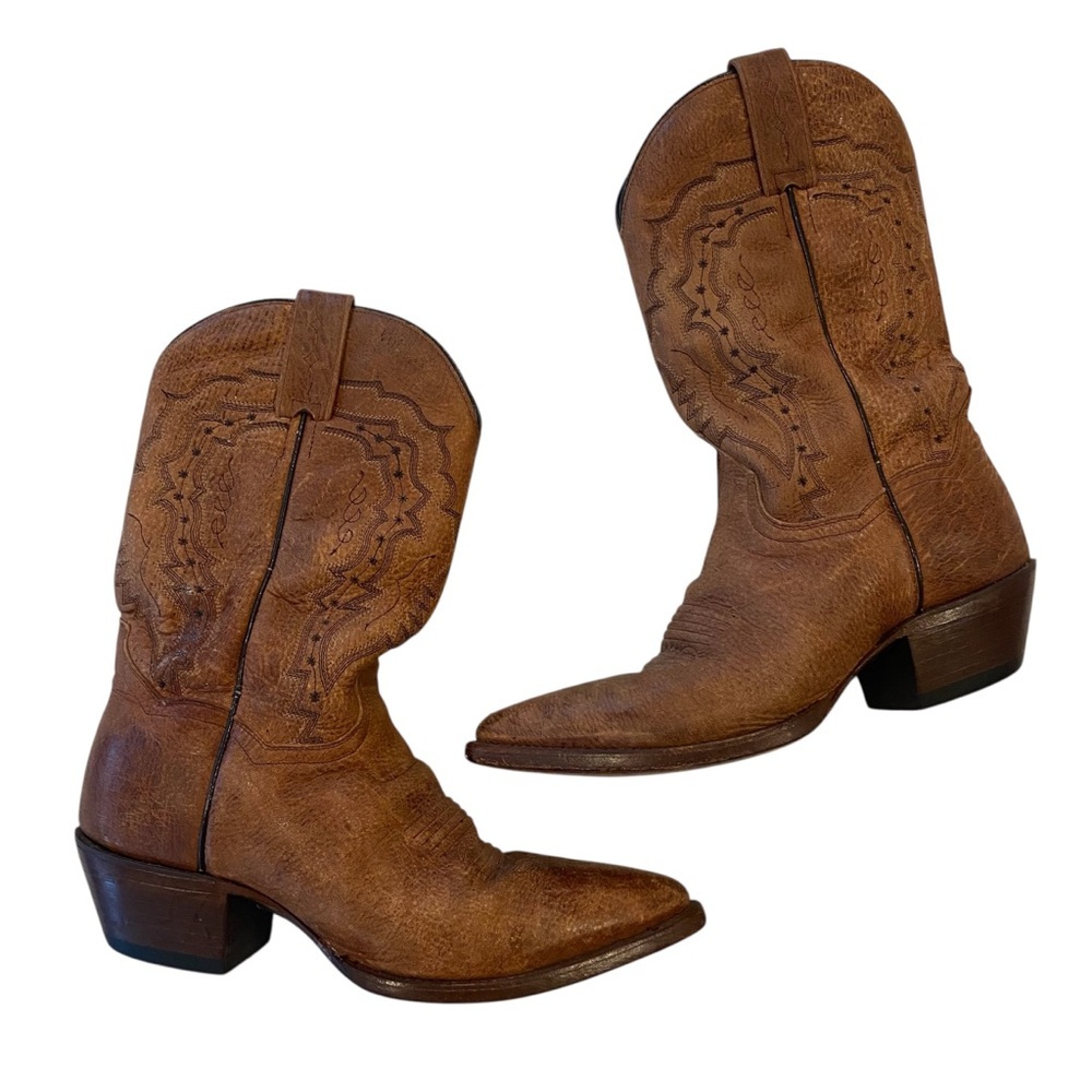 Dan Post Brown Leather Cowgirl Boots 3470 Western Rodeo Snip Toe Mid Calf 8